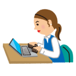 パソコン作業の女性の絵